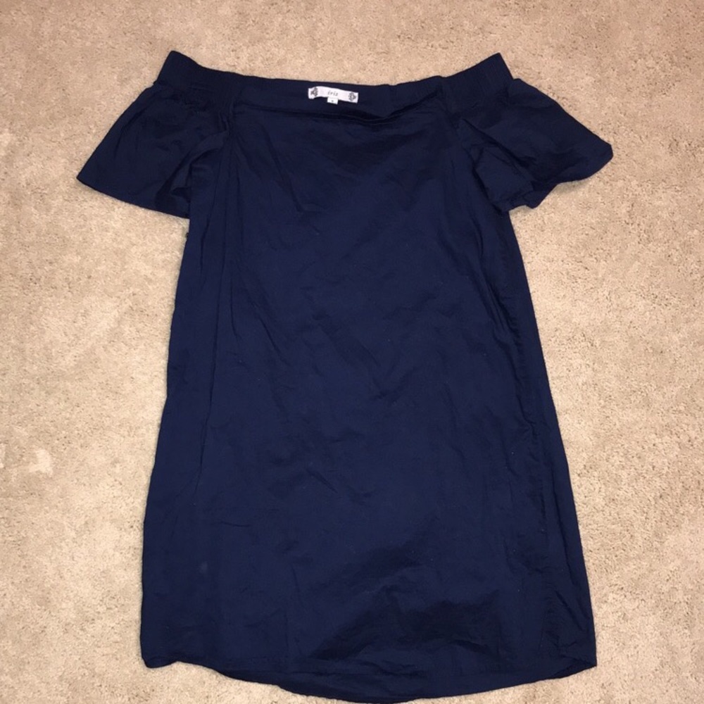 Navy Off the Shoulder Dress